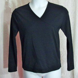 Rich Black Knit Top GUC Size L Surplice Bodice